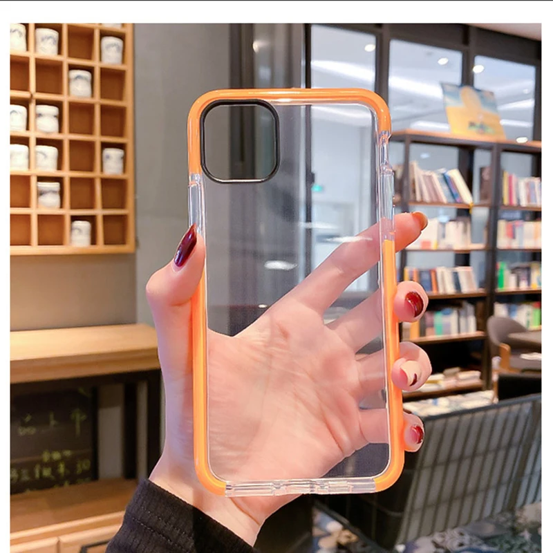 Shockproof Orange Phone Case For iPhone 11 13 12 14 15 16 17 Pro Max Air Transparent Soft Candy Color Frame Back Cover Case - Image 6
