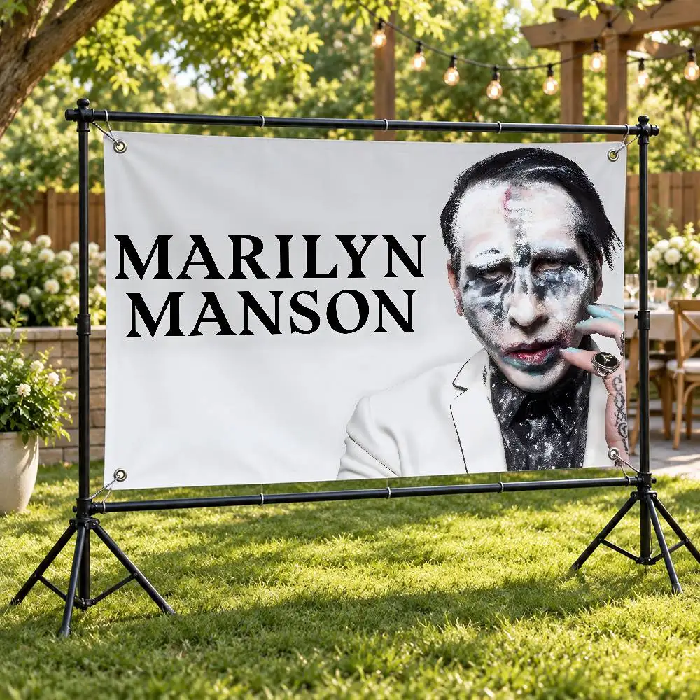 Singer M-Marilyn Manson Antichrist Superstar Aesthetic Wall Tapestry Flag Printed Wall Hanging Living Room Party Outdoor Decor