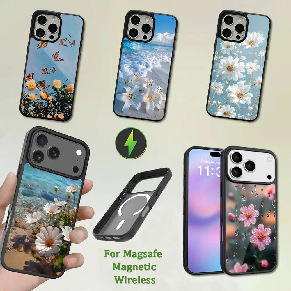 

Lovely Plant Flowers Phone Case For iPhone 13,12,11,16,15,17,14,Pro,Max,Plus,Mini,Magsafe,Magnetic Wireless Charging
