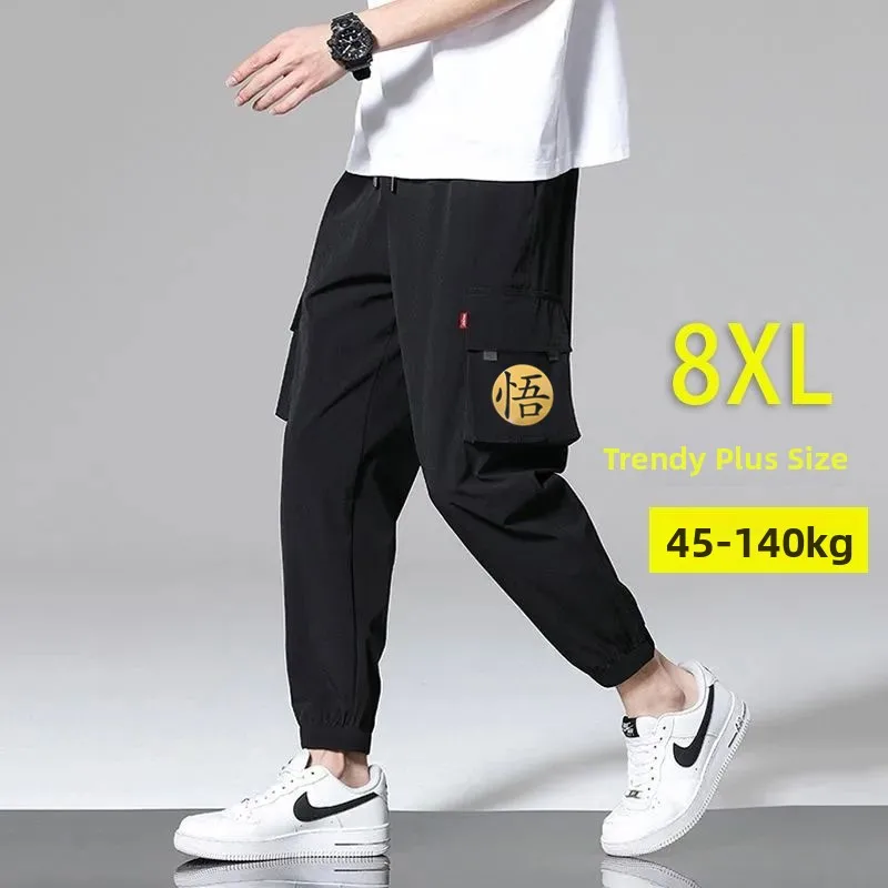 

Летние тонкие рабочие брюки для мужчин, свободные, эластичные, повседневные, спортивные, больших размеров, удлиненные, в стиле Харлан, дышащие, удобные, пол...