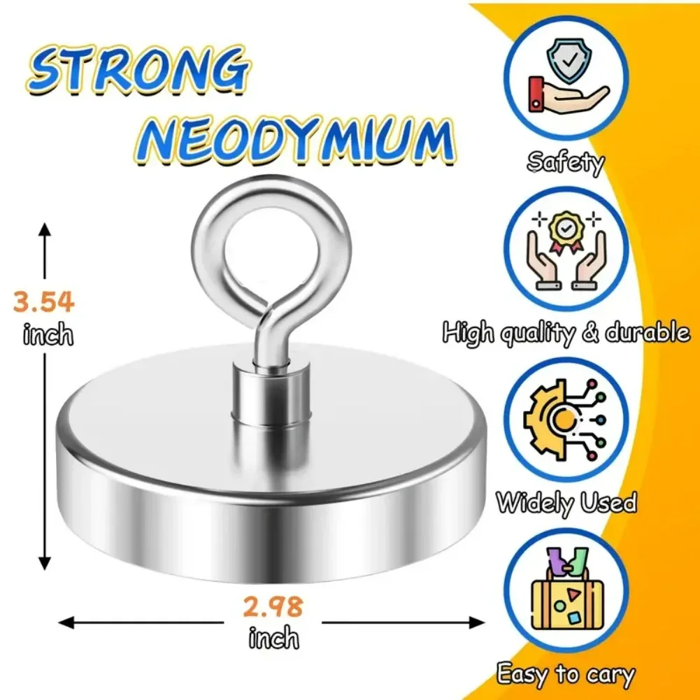 1-10 Pcs Super Strong Fishing Magnets, Heavy Duty Salvage Searcher, Powerful Search Magnet For Salvage Magnetic Fishing Magnet