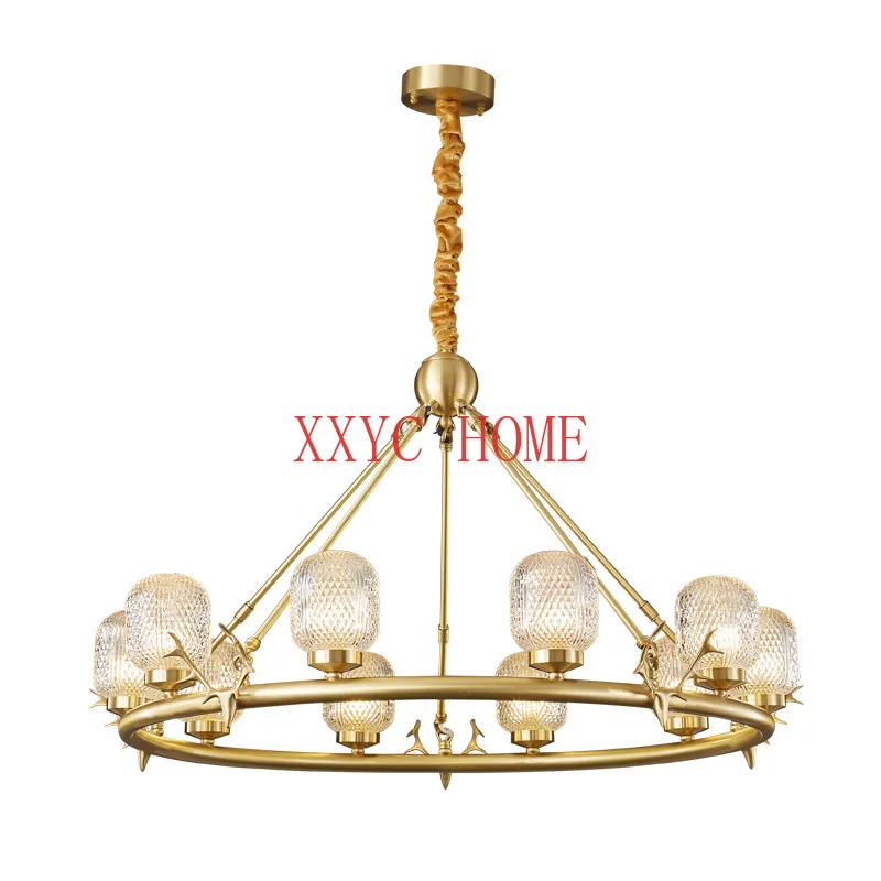 

Chandelier Light Luxury Copper Restaurant Bedroom Light Modern Minimalist and Magnificent Country Lamps Retro Lobby Light