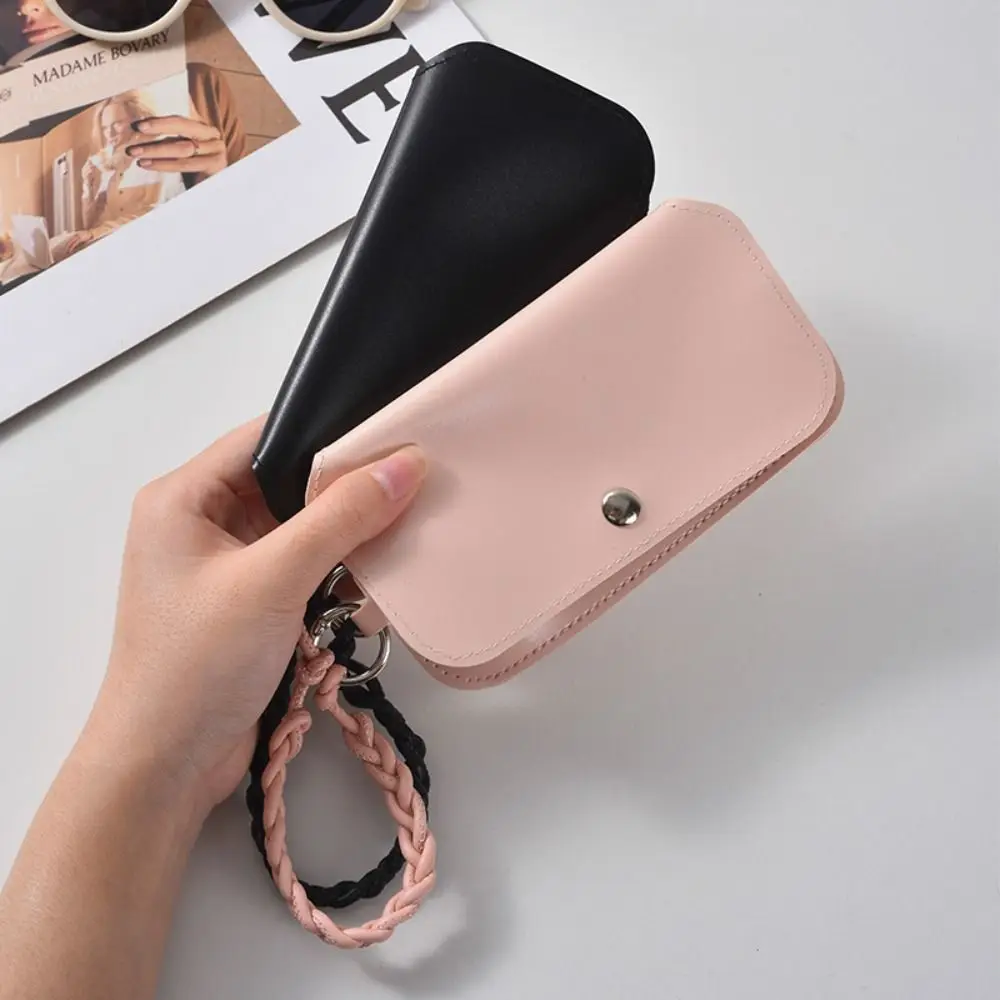 

Portable Pu Leather Glasses Bag Leather Weave Rope Glasses Clip Glasses Storage Bag With Lanyard Korean Style