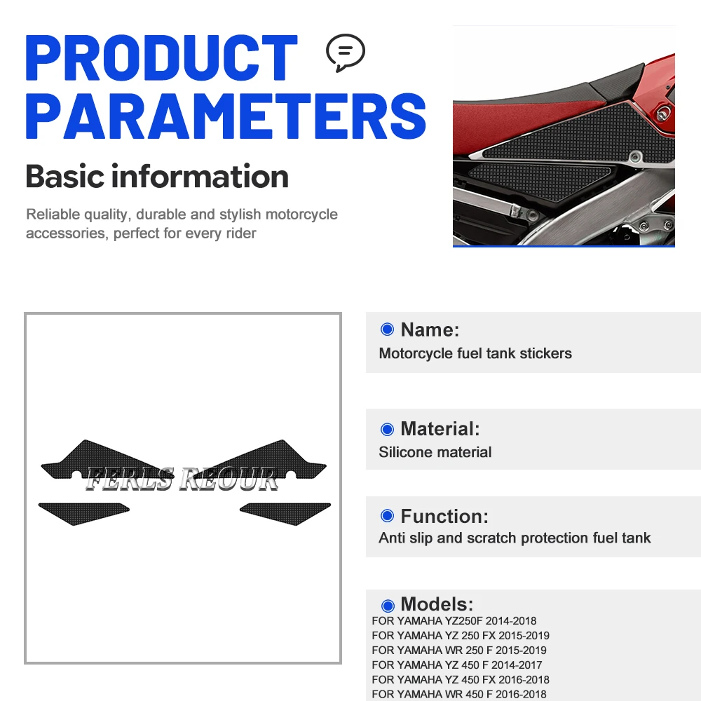 For  Yamaha WR 450 F Tank Anti-slip Side Pad Hot Dirt Upgrade For Offroad Riders Precise Cut Mud Resistant Fuel Sticker