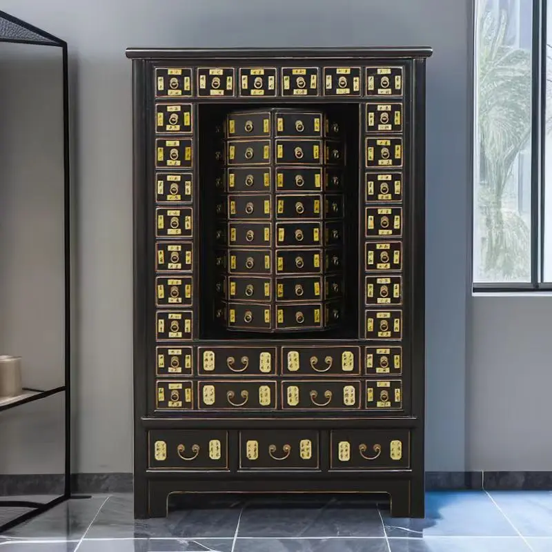 Chinese solid wood cabinet, multi-drawer cabinet, storage cabinet, retro and old storage cabinet