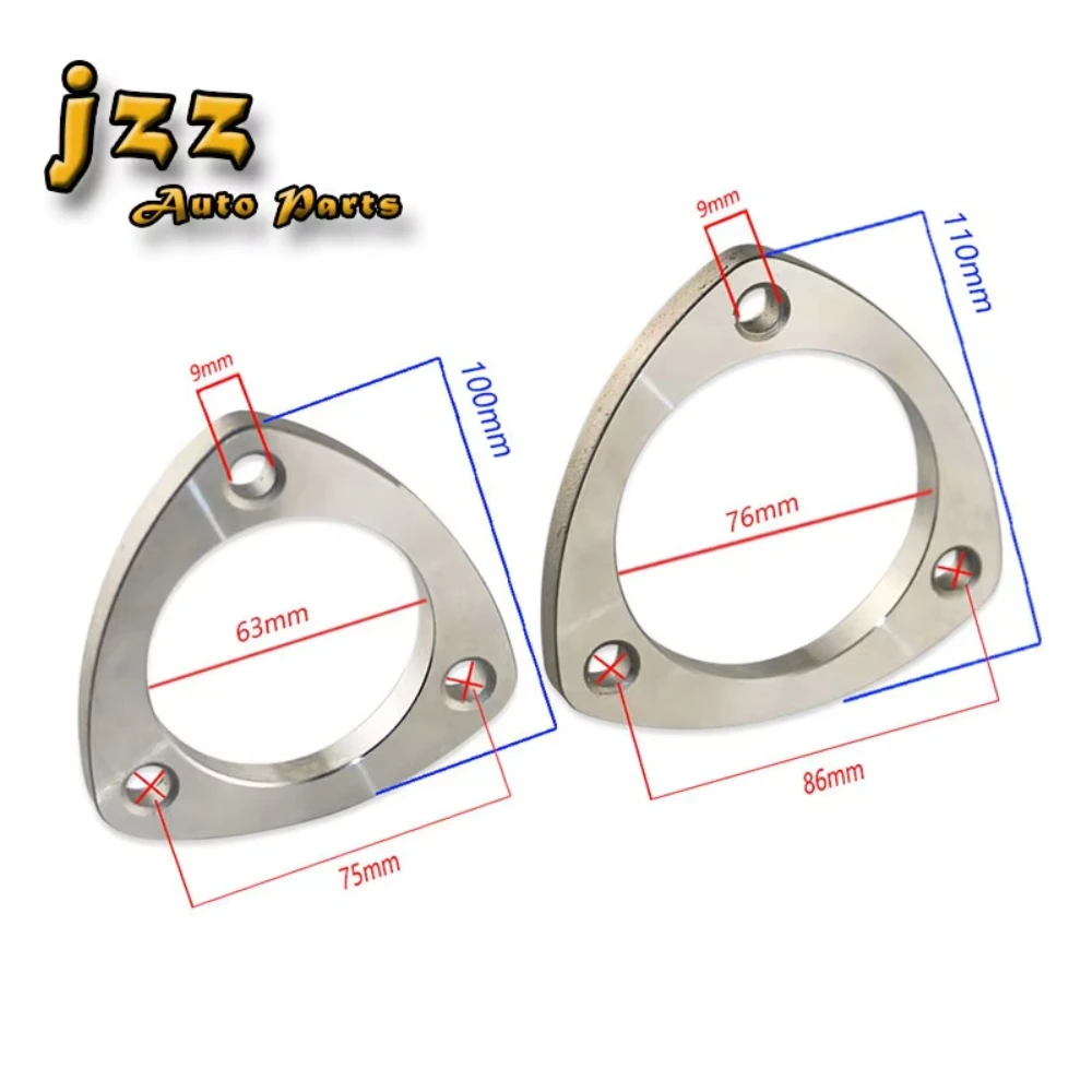 2pcs Stainless Steel triangular exhaust flange 2'' 2.5