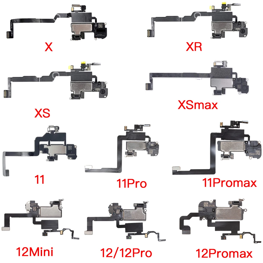 Ear Speaker Flex Cable Replacement For iPhone X XR XS 11 12 Mini Pro Max Top Loud Speaker With Microphone