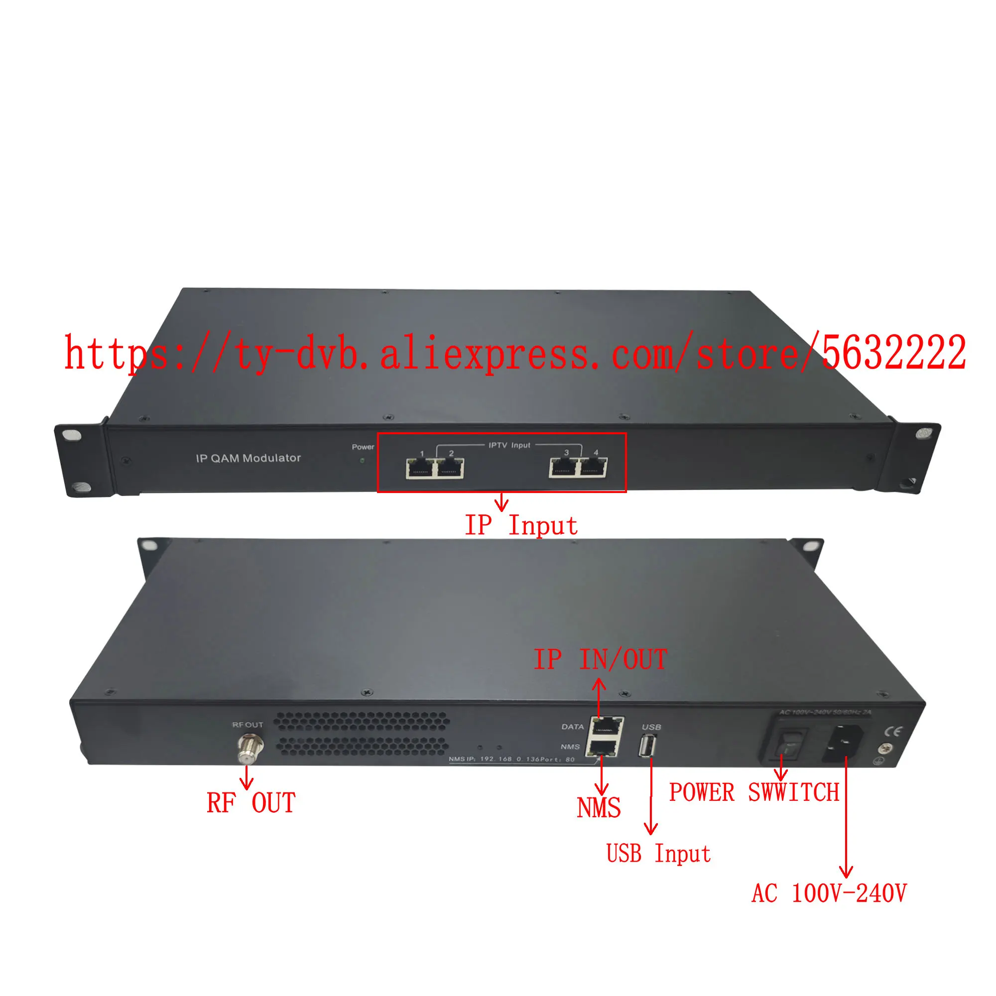 4 채널 IP - DVB-T DVB-C RF 변조기 디지털 TV 암호화 변조기 케이블 프런트 엔드 장비 usb - rf ip - RF