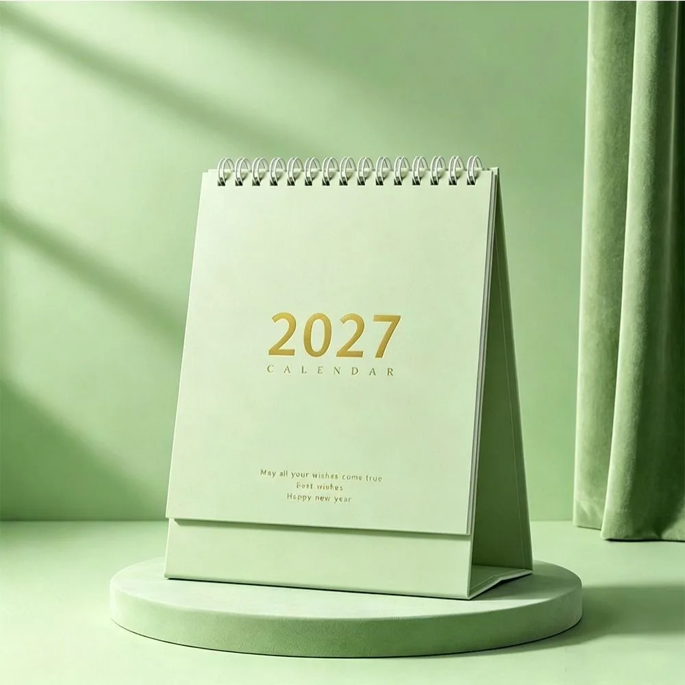 Portable 2027 Desktop Desk Calendar Morandi Color Decorative Display Flip Calendar Foldable Standing Table Calendar