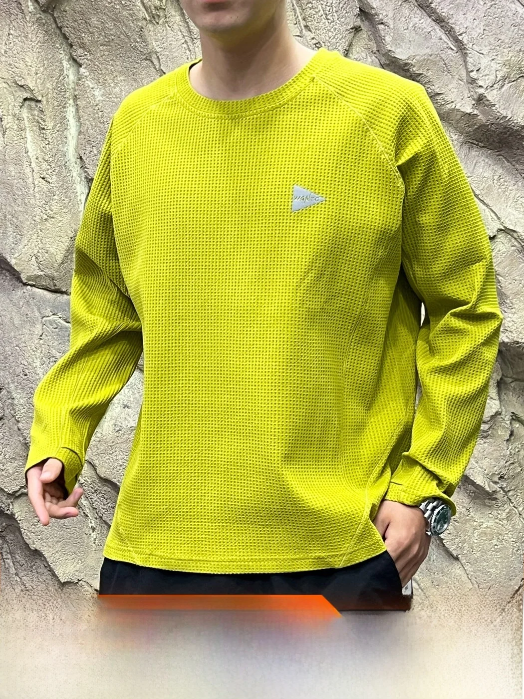 Reflective Design Washed Hoodie Moisture Wicking Unisex Autumn Winter Sweatshirt Polyester Fabric round Neck Waffle Pattern