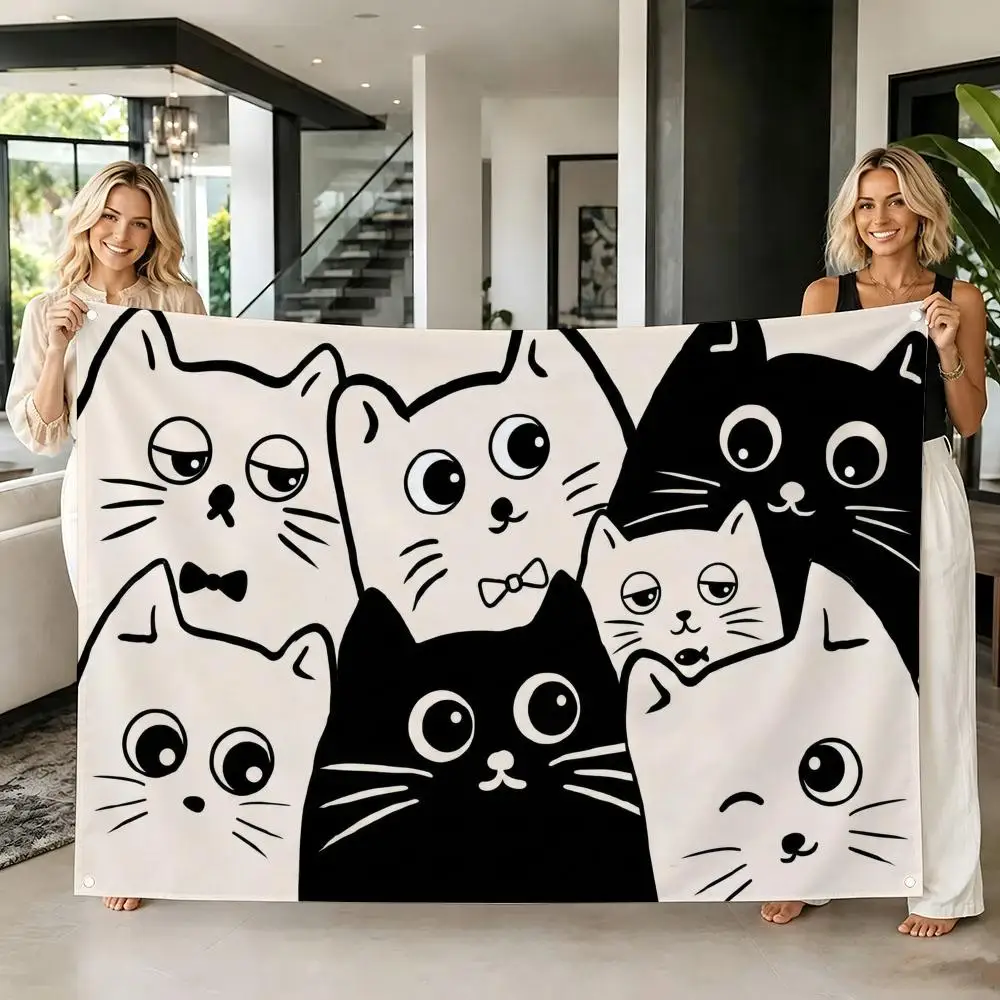 Chibi style cartoon group avatars Home Decor Flags Tapestry Creative Pattern Photo Living Room Wall Art Party Outdoor Decor