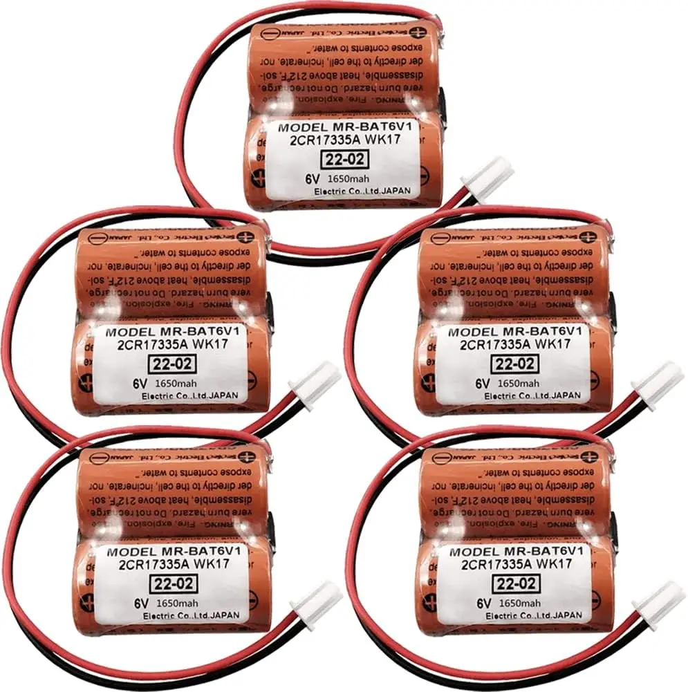 

(5 Pack)MR-BAT6V1 2CR17335A WK17 Lithium Battery Replacement for M80 Driver MR-J4 servo System,6V 1650mAh
