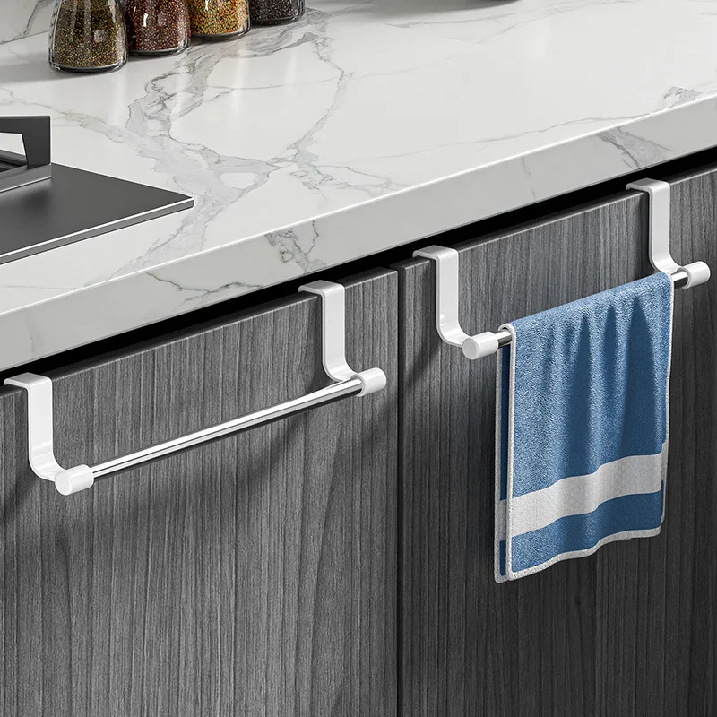 Stainless Steel Kitchen Cabinet Door Hanging Rod Over Door Hook Storage Rack Towel Holder for Cabinet