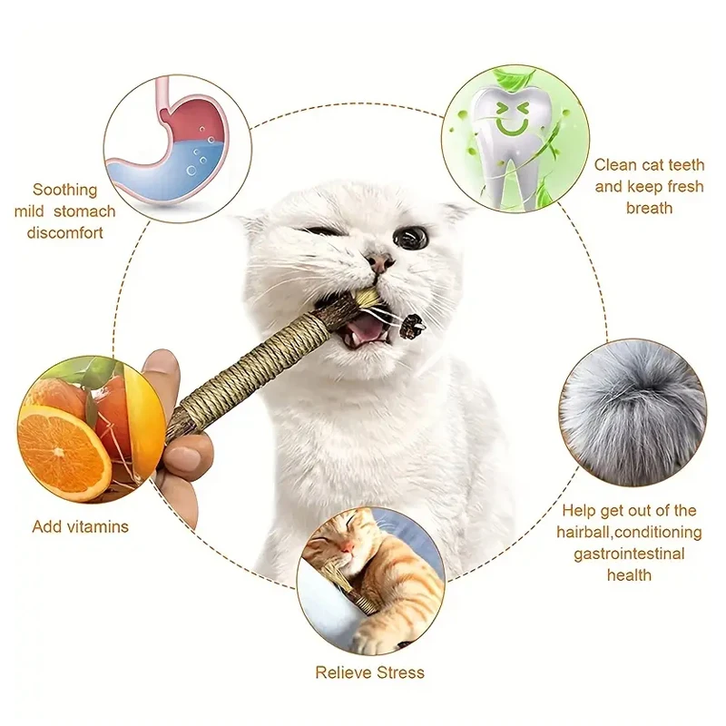 1/3 pcs cat toy silver vine branch kitten snack interactive sports pet clean teeth toy! Cat Grinding Stick Toy Polygonum