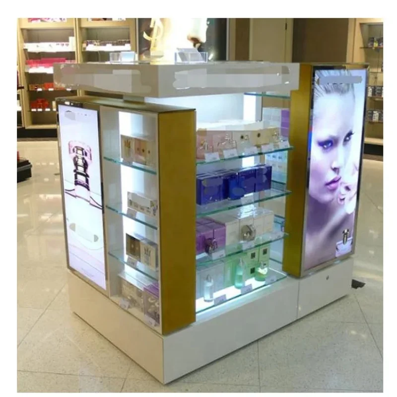 custom.Customized Modern Display Racks Cosmetic Stores Showcase Layout Design