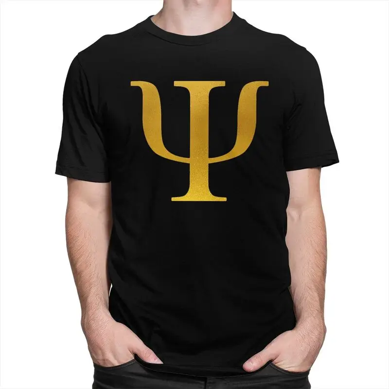 Custom Classic Gold Psychology Symbol T Shirts Men Psychologist Teacher Gift  Tee Tops Pure Cotton Slim Fit Tshirt