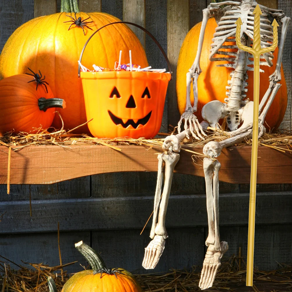 2 Stück klassische Spirale Dreizack Stab Cosplay Zubehör Halloween Kostüm Requisite goldenes Finish vielseitig einsetzbar Gothic