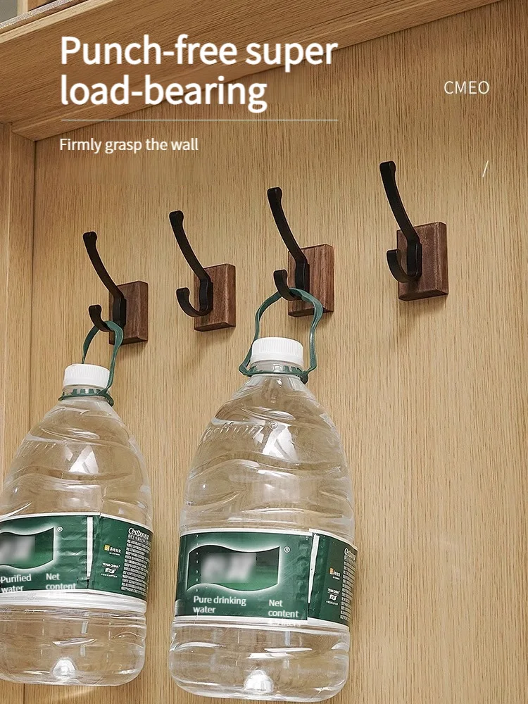 ไม่มีเจาะอลูมิเนียมสีดําตะขอผ้าเช็ดตัวห้องน้ํา Hook ห้องนั่งเล่นประตูด้านหลังตะขอเสื้อผ้าสีดําเรียบง่ายตะขอเก็บเพื่อประหยัดพื้นที่