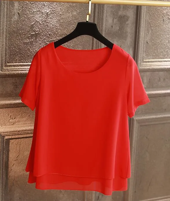 Frauen O Neck Chiffon Blusen Sommer Koreanische kurzarm büro dame Hemd Casual Tops blusas mujer de moda