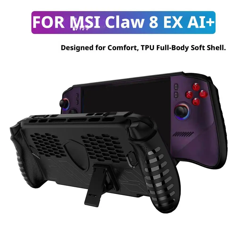 for MSI Claw 8 AI+ Handheld Game Console Case Soft TPU Cover with Kickstand Design Anti-Scratch Shockproof Gaming Accessories