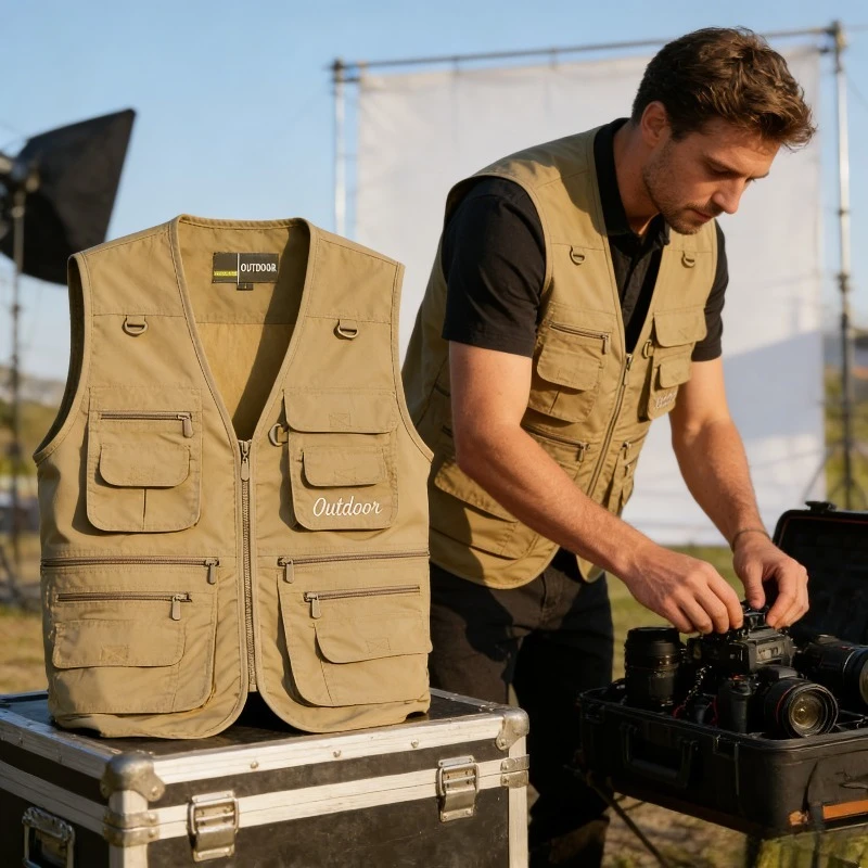 

Мужской летний жилет с множеством карманов, свободного кроя, дышащий, для рыбалки, фотографии, журналистов и работы