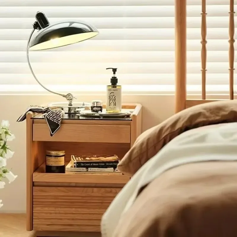 Bedside table Side table Bedside table Log bedroom Japanese-style household locker