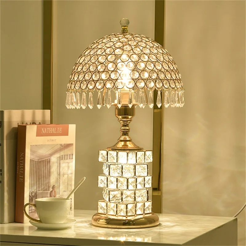 Modern Crystal Table Lamp Dimmer luxury With Remote Control For Home Modern Creative Light bedside