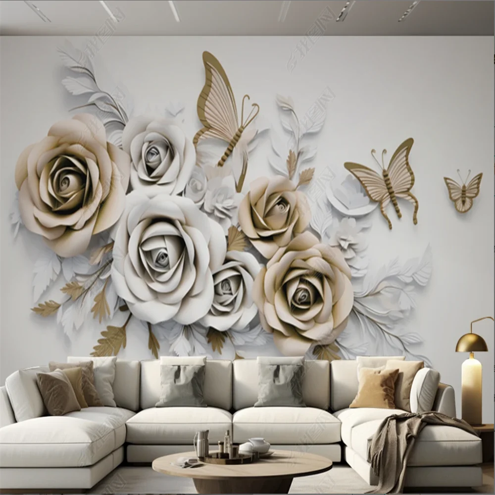 custom photo Diamond Jewelry Rose Wallpaper TV Background Mural Stickers for Living Room Large Painting 3D wall paper Home Decor
