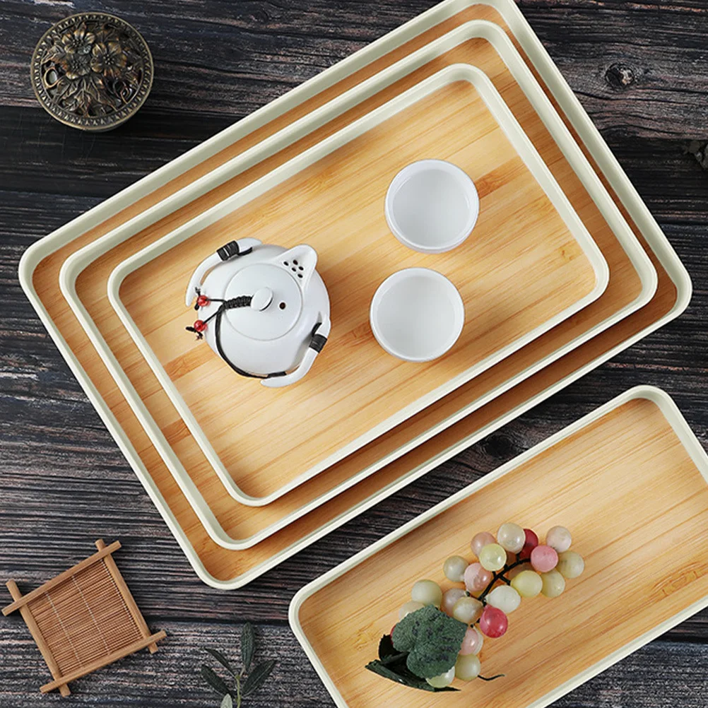 

Rectangular Bamboo Pattern Tea Tray Premium Food Serving Tray for Home Restaurant Hotel Coffee Shop Use Japanese Style Dessert