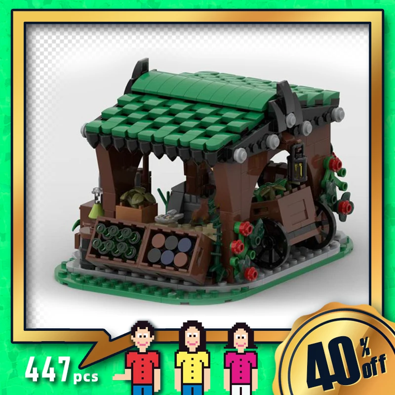 street market Apothecary brickset medieval village moc herb garden store Vendor stall building blocks