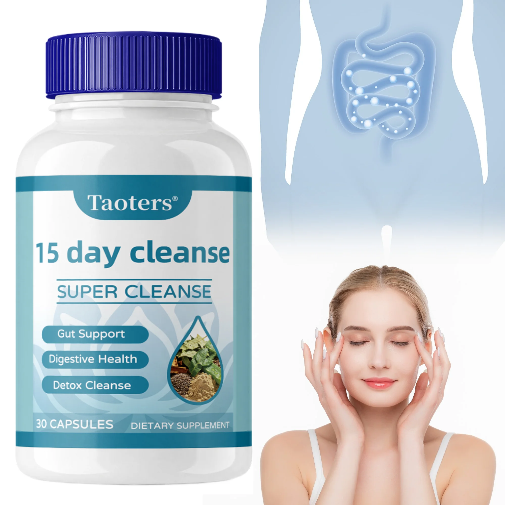 15 Days Natural Detox Supplement, Gut Colon & Liver Support, Relieve Bloating Constipation, Boost Digestive & Body Purification