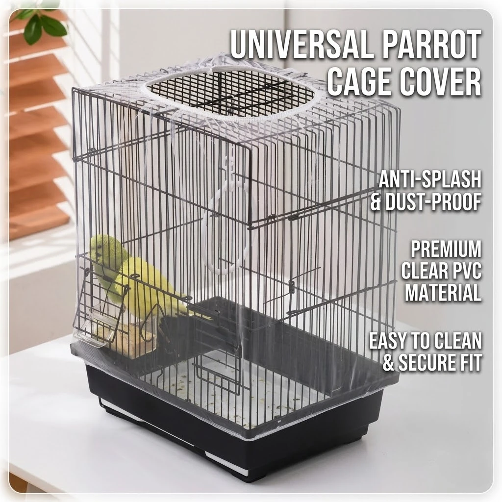 Universal Bird Cage Cover Nylon Mesh Seed Catcher Guard Shell Skirt Net Soft Easy Cleaning Dustproof Airy Pet Supplies Birdcage