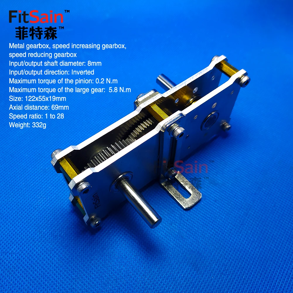 FitSain-1:28 Metal Gearbox with Bracket High Torque Reduction Gearbox Speed Increasing Accelerator Reducer for Robot Parts