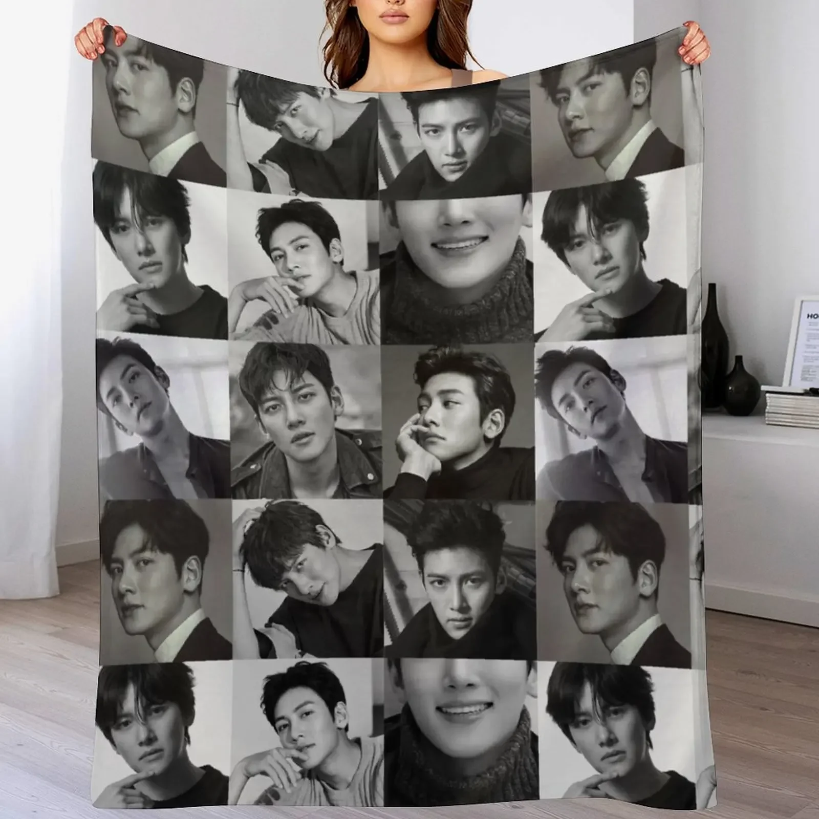 

Ji Chang Wook Collage Throw Blanket Hairy Personalized Gift Loose Blankets