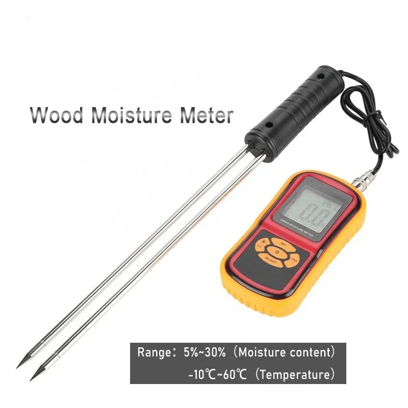 GM640 Contact Digital Grain Moisture Tester for Measuring Grain Temperature Intelligent Sensor 5% -30% Backlight Moisture Test