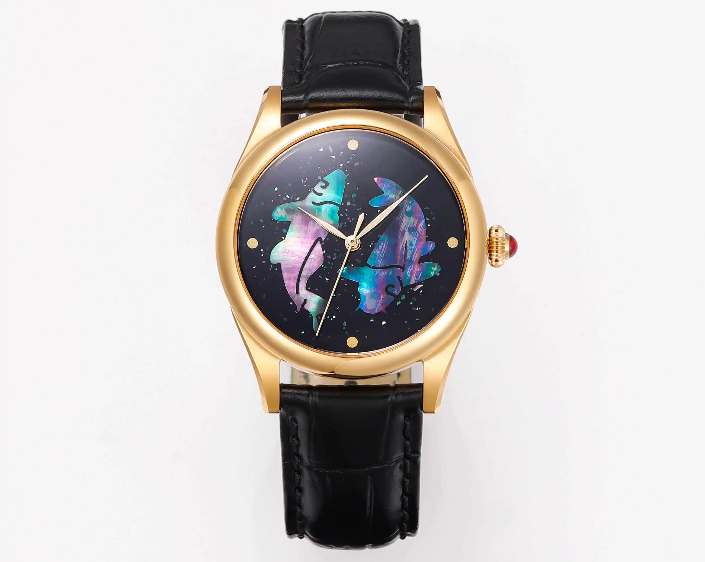 Perfect Time Watch Large Lacquer Luodian Craft Koi Watch Men's SW200 Mechanical Movement New Chinese Style