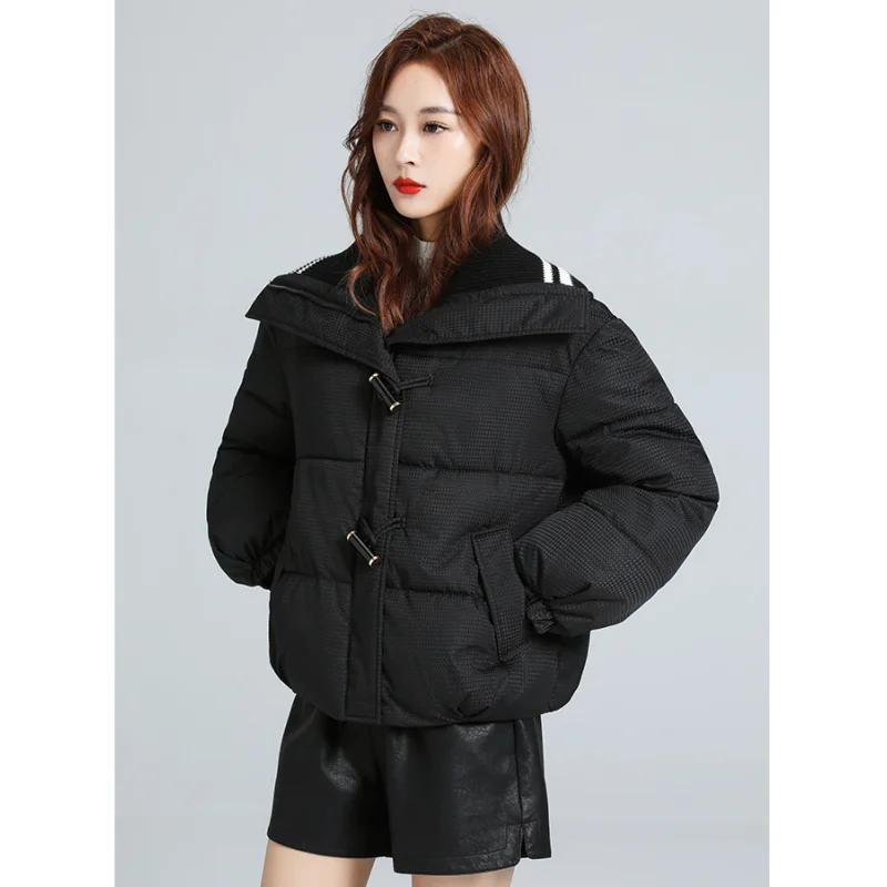 Women's Down Puffer Jackets White Winter Korean Fashion Y2K Style Baggy Black Thickening Warm NEW Female Coat Cotton Outwear