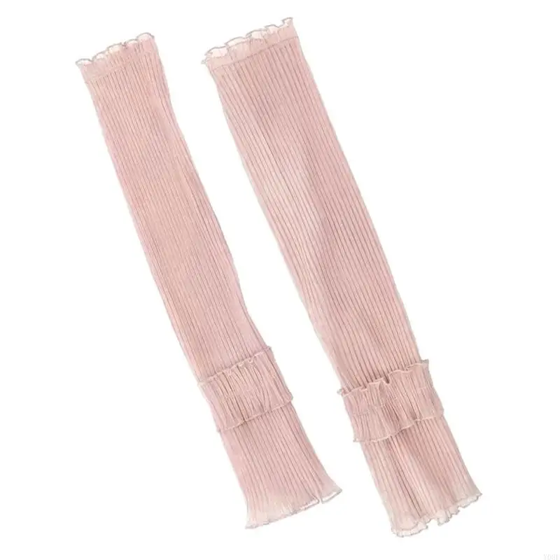 Black Loose Fit Sun Arm Sleeves For Women Summer Cycling Hiking Polyester Fabric Summer Casual Wear Y08E