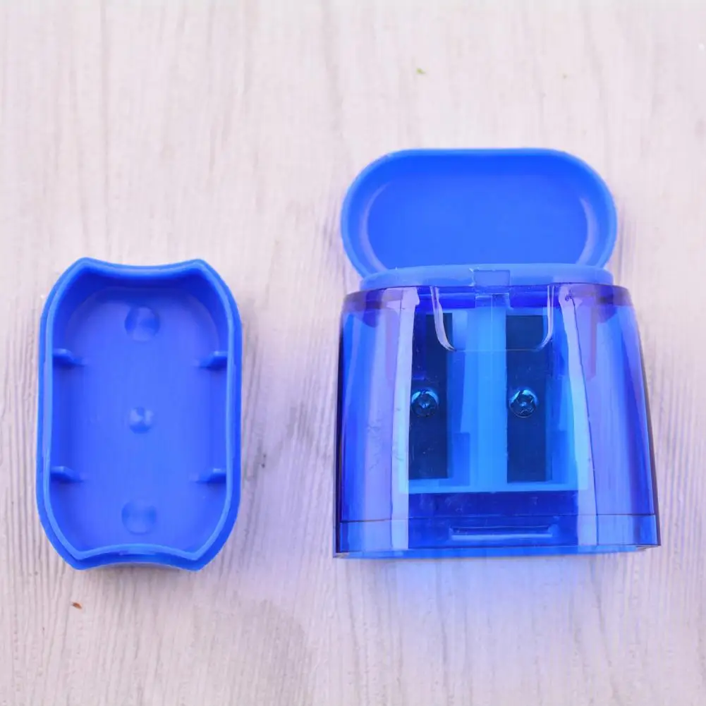 12Pcs Dual Hole Pencil Sharpeners Cute Design Carbon Steel Blades Splash-Proof Lid Container Pencil Sharpeners