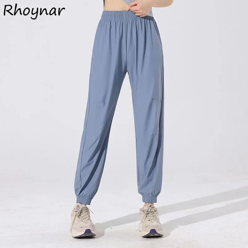 

Solid Pants Women Summer Girls Thin Elastic Waist Baggy Korean Style Streetwear Popular Comfortable Leisure All-match Daily Chic