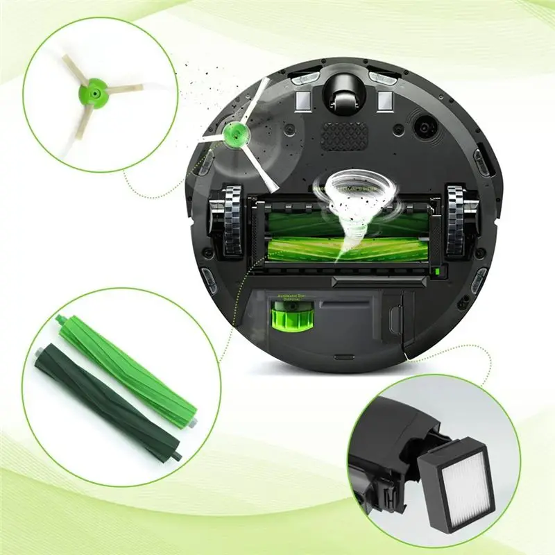 ABGG-Replacement Parts For Irobot Roomba I8 I8+ I7 I7+ I6 I6+ I4 I3 I3+ Plus J7 E5 E6 E7 I&E&J Series Vacuum Cleaner Brushes