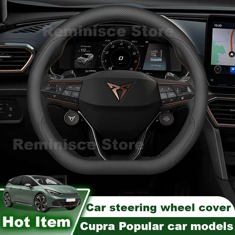 Leather Car Steering Wheel Cover For Cupra Formentor Born Terramar Tavascan Leon 2026 2025 2024 Steering Wheel Cover Accessories