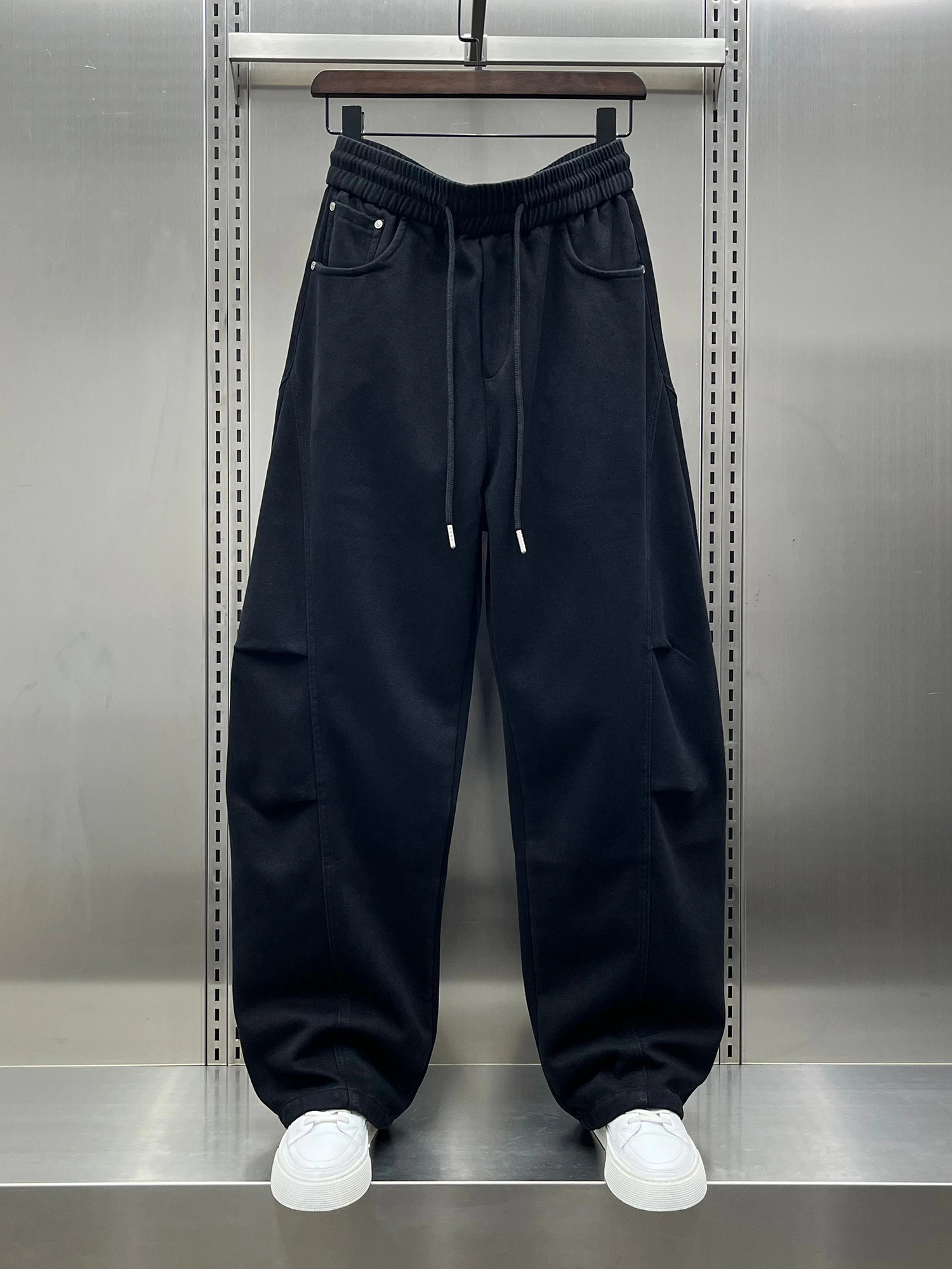 

Мужские повседневные брюки с прямыми штанинами, осенняя новинка, свободные однотонные спортивные штаны с широкими штанинами, модный брендовый дизайн