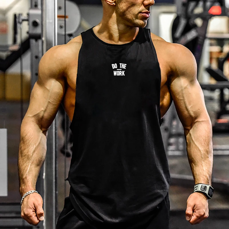 Men Casual Fashion Sleeveless Breathable Tank Tops Gym Basketball Training Beach Cotton Vest Summer Cool Feeling Loose T-shirt
