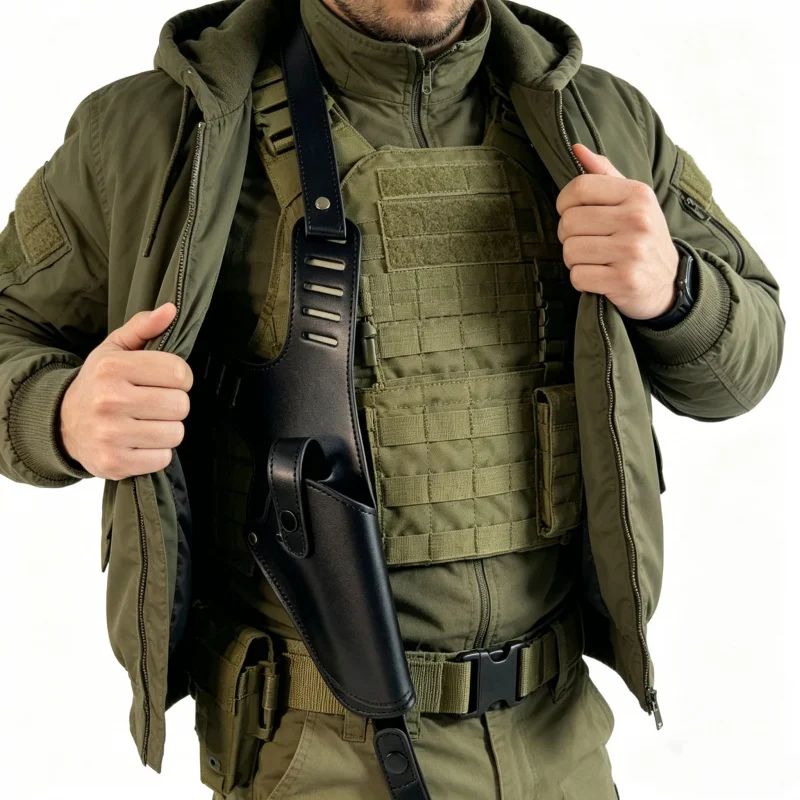 

Genuine Leather Hidden Underarm Crossbody Bag Wear Resistant Adjustable Strap Waist Outdoor Tactical Daily Carry Pack