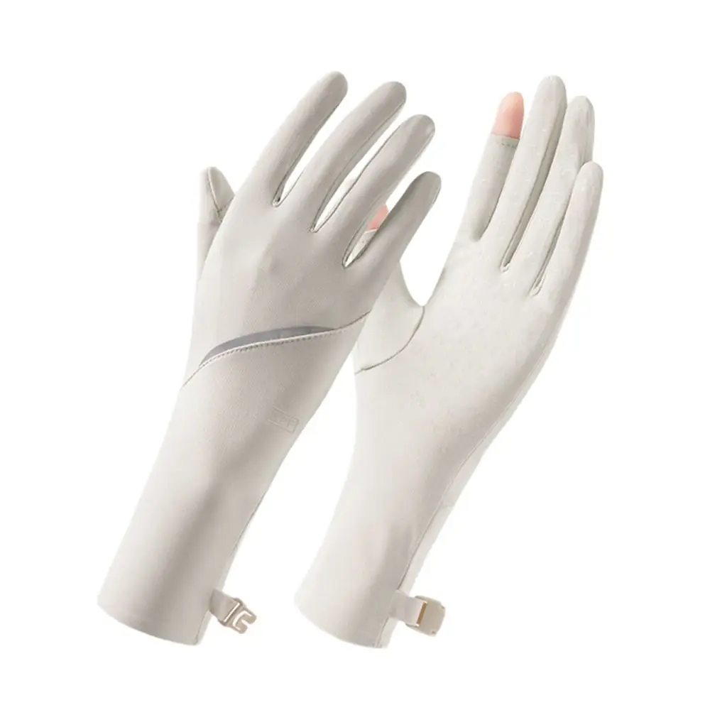 Летние солнцезащитные перчатки с защитой от ультрафиолета, тонкие анти-УФ-варежки из ледяного шелка, эластичные дышащие велосипедные перчатки для вождения, женские и девочки