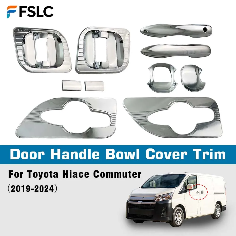 

Door Handle Bowl Cover Trim For Toyota Hiace Commuter 2019-2024 Chrome Silver Car Decoration Cars Accessories Exterior Styling
