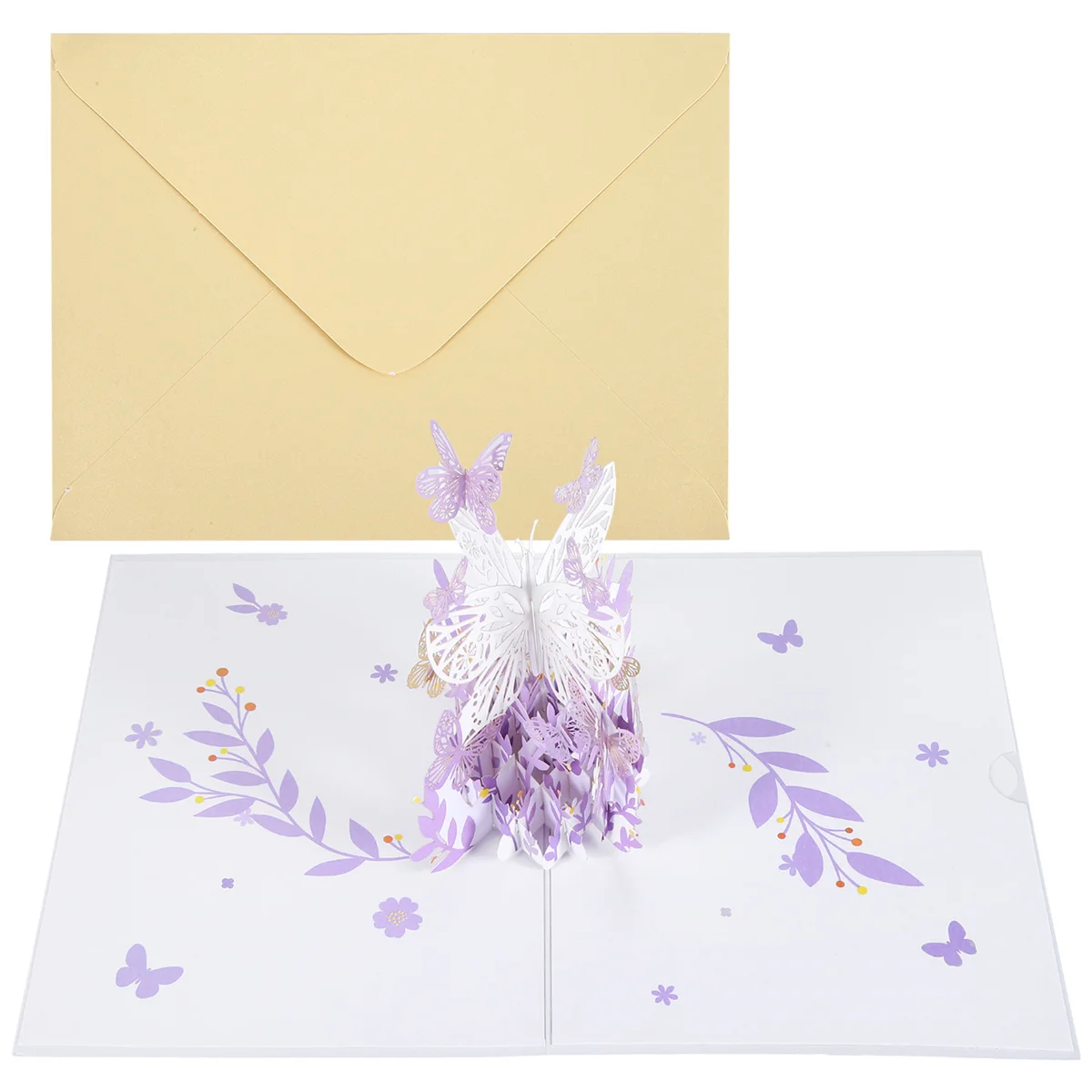 Purple Butterfly Birthday PopUp Card, Butterfly Flower Basket 3D Greeting Cards for Women Girl Daughter, Mothers Day