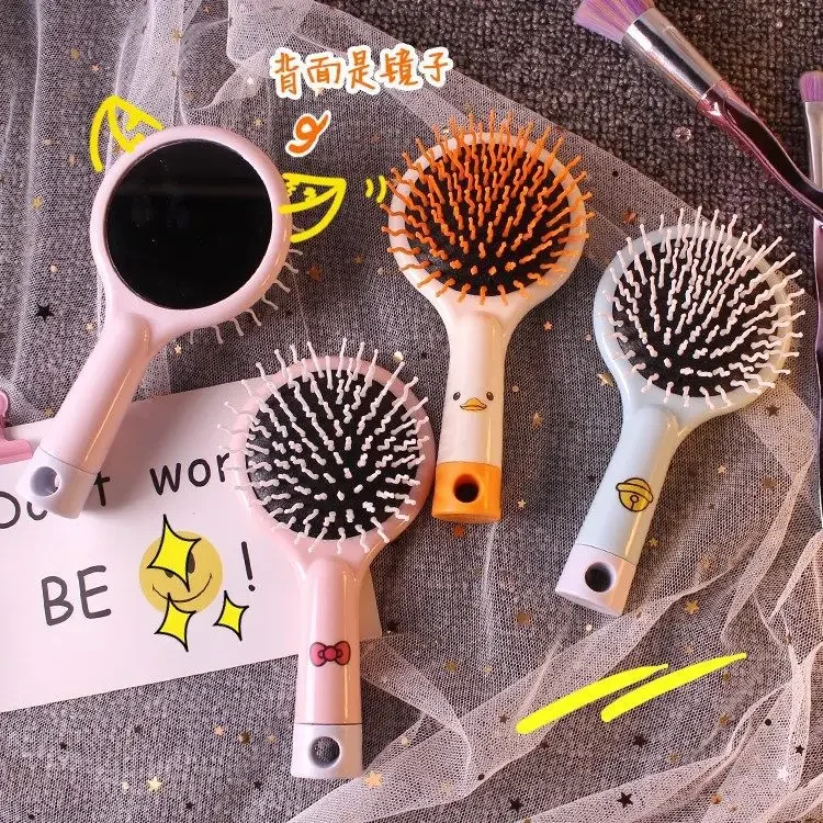 קריקטורה חמודה אנטי-סטטי קסם מדגרה מסרק עיסוי אנטי-עין קשת מסרק עם מראה ילדים כלי טיפוח סטיילינג