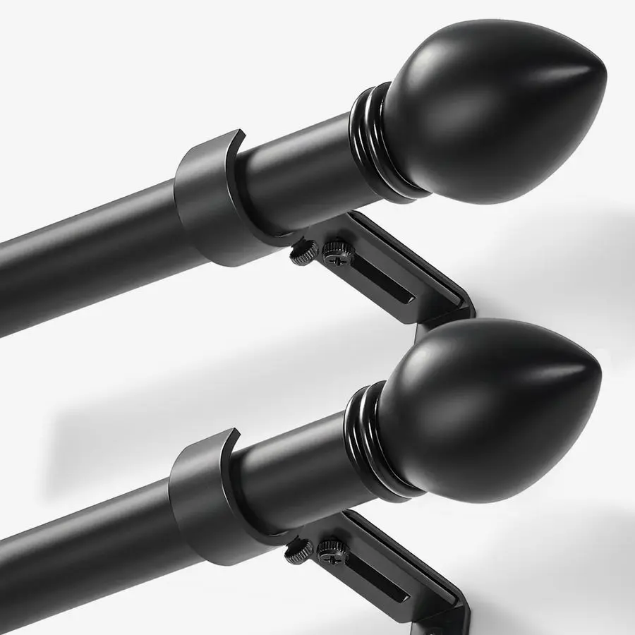 

Стержни для окон от 16 до 120 дюймов, карниз с максимальной регулировкой длины до 132 дюйма, стержень для драпировки диаметром 1 дюйм и современными ручками Fi